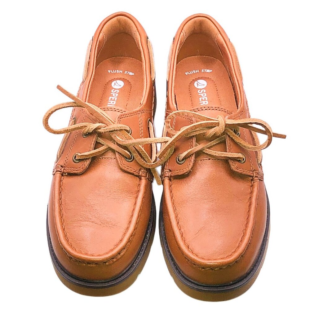 Sperry PlushStep Boat Shoes Tan Leather Women’s 7 Moccasins